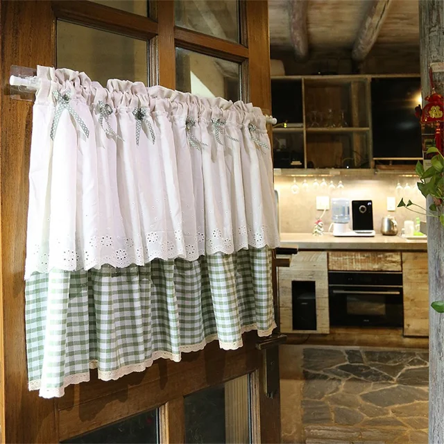 Tende in lino scozzese Clochef per cucina, tende corte con tasca e tasca, trattamento per finestre piccole, soggiorno, 1pz 2