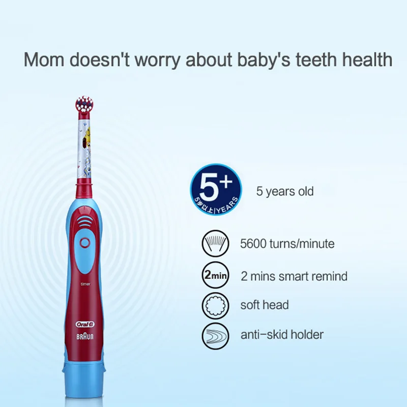 Oral-B Kid's Electric Toothbrush Battery Powered Rotation Tooth Brush Oral Dental Clean with 2 Minutes Timer For Children Age 3+ electric toothbrush