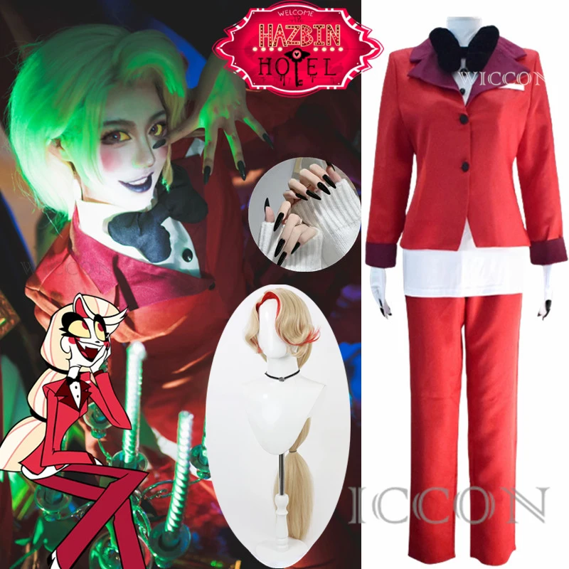 

Hazzbin Cos Hotel Charlie Cosplay Morningstar Fantasia Costume Disguise Adult Women Top Pants Outfits Halloween Carnival Suit