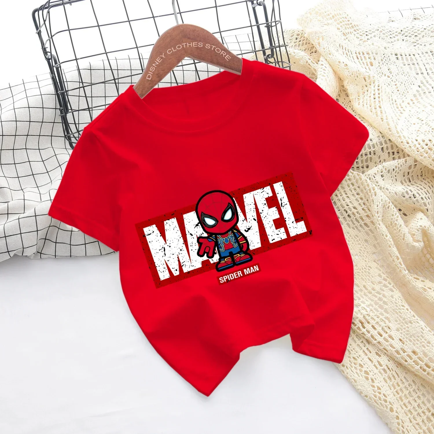 Funny Marvel Spider-Man Teen T-shirt Kid Boy Girl Casual Fashion Cotton Children Clothing 2024 Summer Cool Baby Tee Tops T-shirt 6