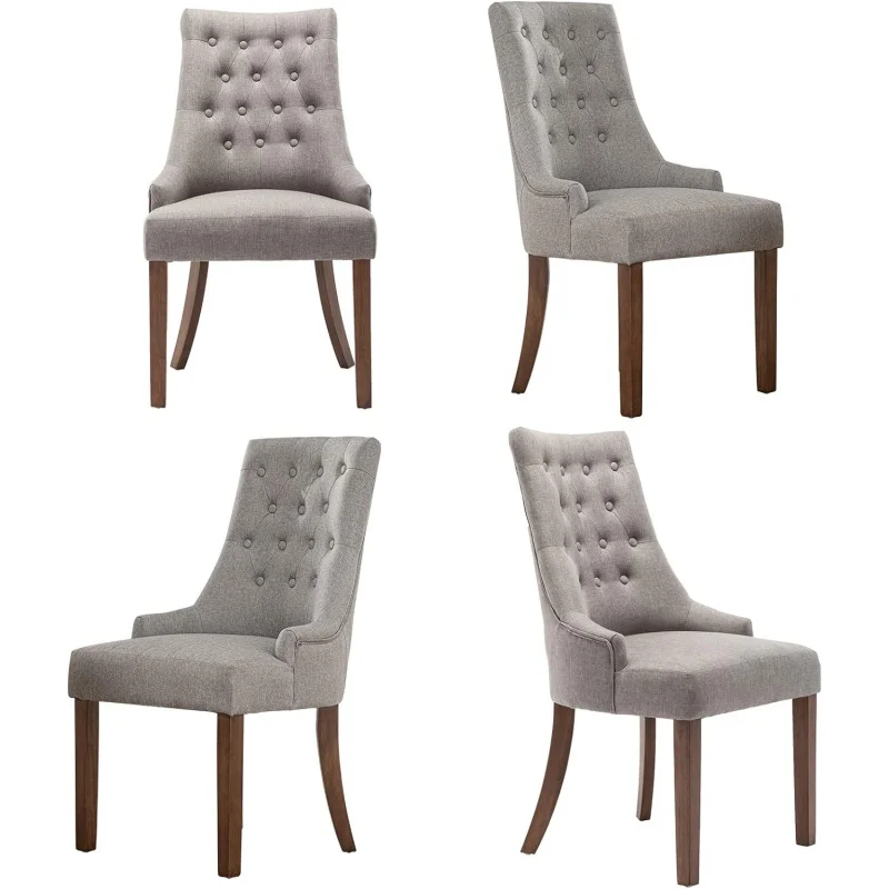 

COLAMY Wingback Upholstered Dining Chairs Set of 4, Fabric Side Dining Room Chairs with Tufted Button, Living Room Chairs for Ho