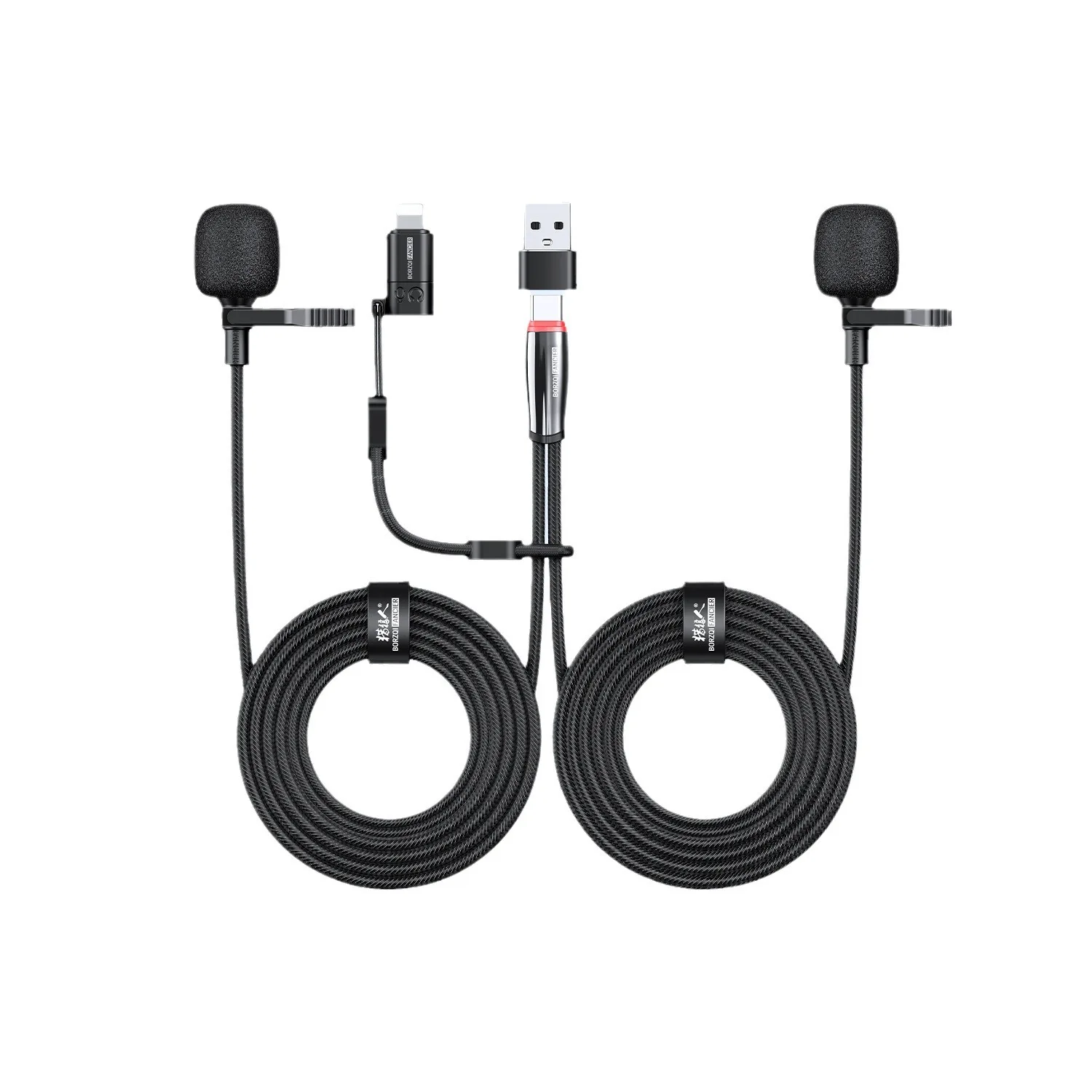 Wired Microphones for Professional Audio Video Youtube Stereo Lavalier Mic Compatible with iPhone Mobile Phones Laptops PC USB C