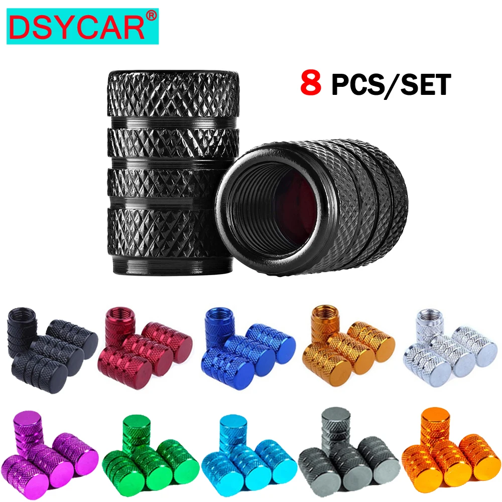 DSYCAR 8Pcs Car Tire Valve Stems Cap Tire Valve Cap Aluminum Car