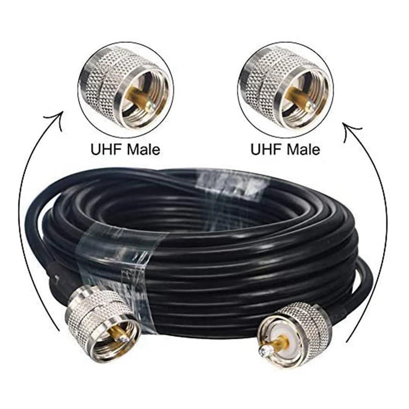 Coaxial Cable 15M UHF Coaxial Cable RG58 PL259 50 Ohms CB Radio Antenna UHF Male To Male Low Loss