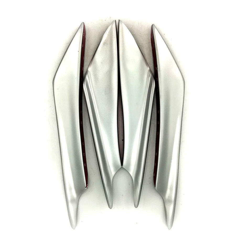 

Silver Car Bumper Splitter Fin Air Knife Fit Front Bumper Lip Car Spoiler Canards Auto Body Kit