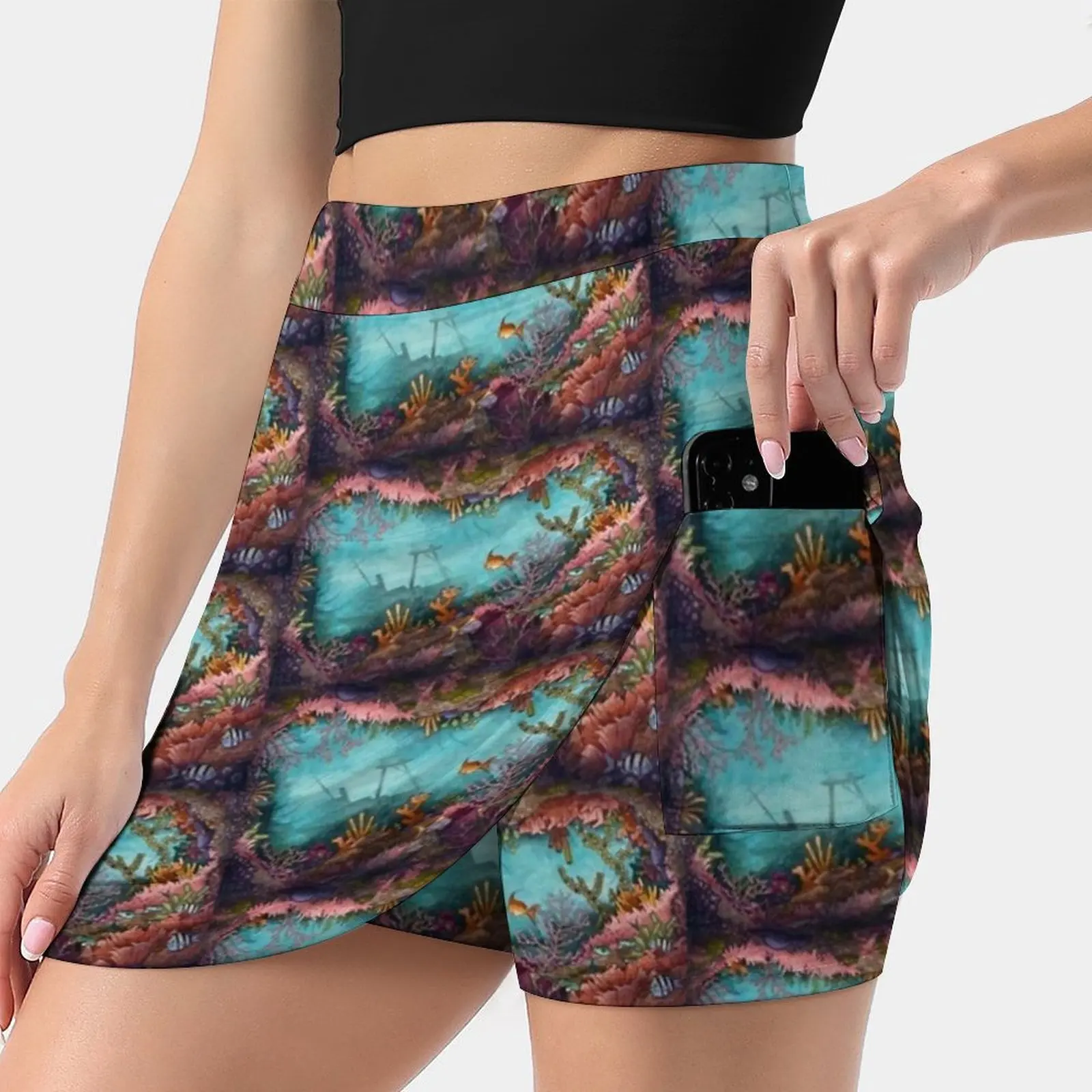 

Submerged Skirts Woman Fashion 2022 Pant Skirt Mini Skirts Office Short Skirt Sea Ocean Coral Reef Fish Scuba Tropical Ship