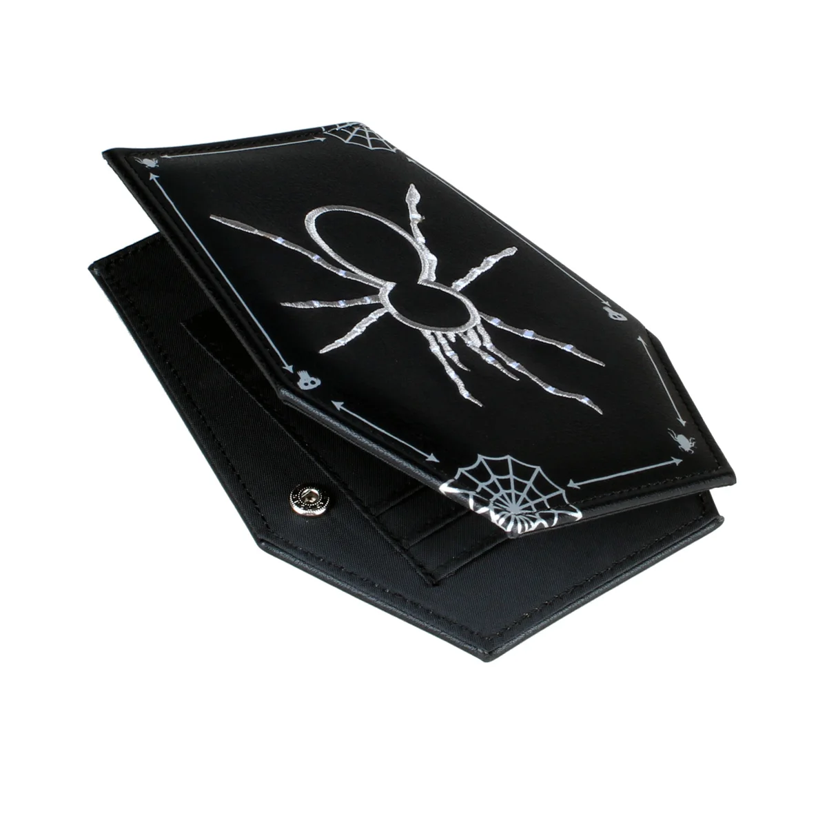Spider Embroidery Wallet, Coffin shaped Zero Wallet, Halloween themed Party ID Credit Card Holder