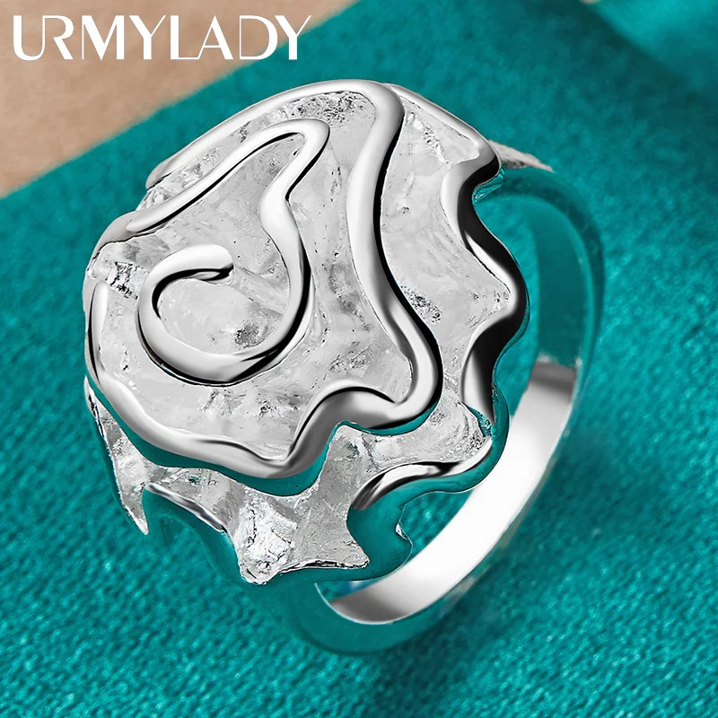 URMYLADY 925 Sterling Silver Rose Flower Necklace Bracelet Earring Ring Jewelry Set For Women Wedding Party Fashion Charm Gift 6