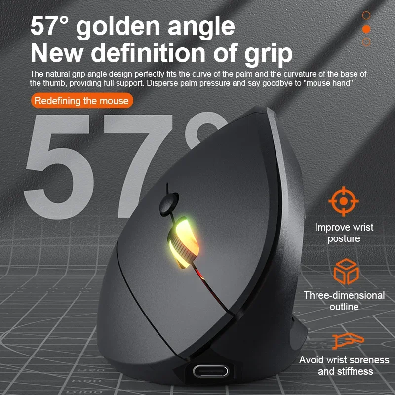 Ergonomic Wireless Vertical Mouse with Adjustable DPI and Bluetooth Connectivity