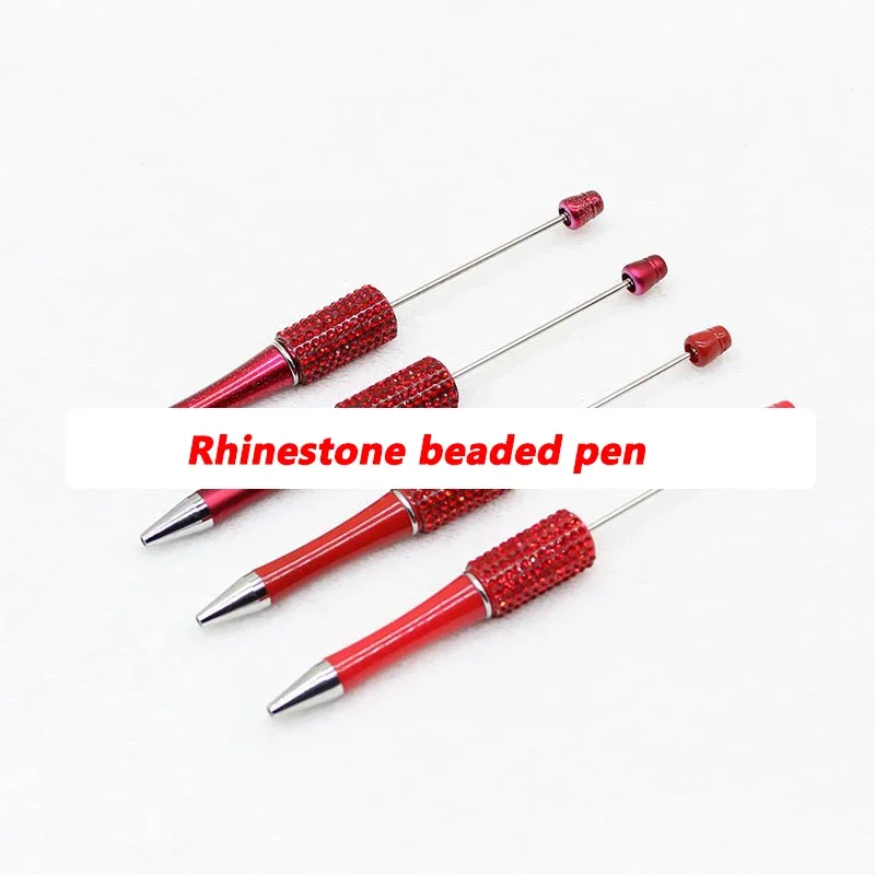 10pcs Diamond Beaded Pen Handmade DIY Beadable Ballpoint Pens Gift Colored Leopard Pattern Rhinestone Pen School Supplies