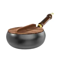 Versatile Nonstick Stir Fry Pan for Home, Camping, and Restaurant Cooking (Wood lid)