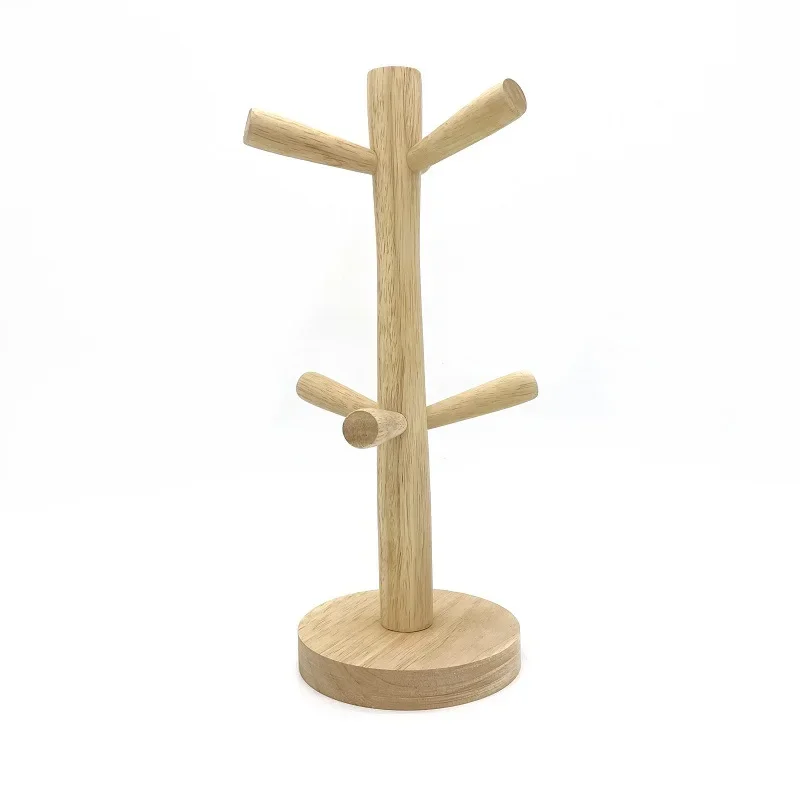 WEPICK Tree Shape Wooden Coffee Tea Cup Holder Storage Stand Home Kitchen Mug Hanging Display Drink Utensil Holder 6 Hooks