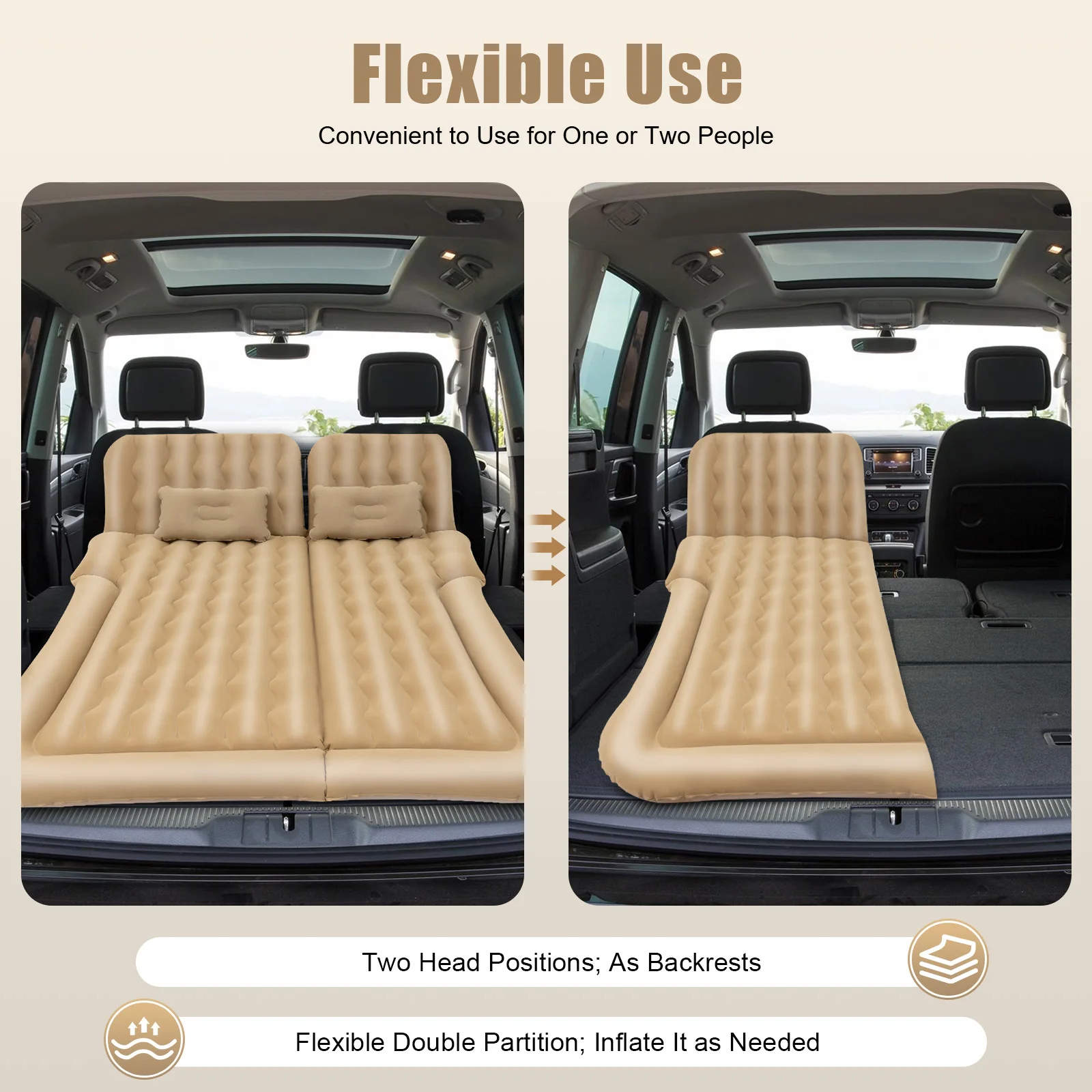 Inflatable Bed with Beige Mattress for Comfort and Support
