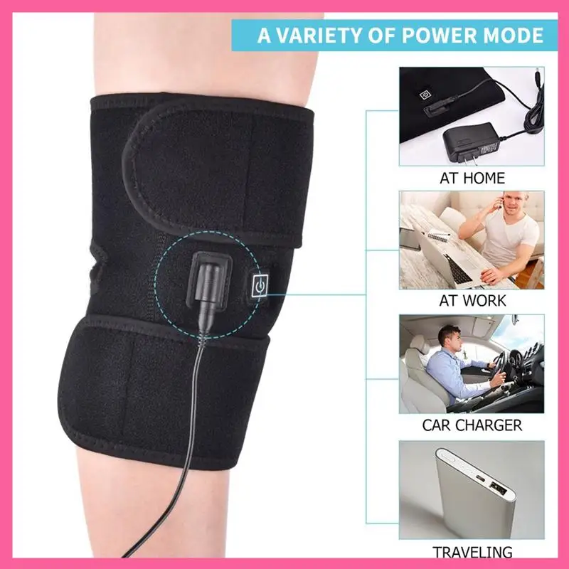 USB Thermal Therapy Heated Knee Brace Knee Warmer Pad For Arthritis Joint Pain Relief Old Cold Leg Warmer