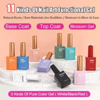Vendeeni 11 Kind Of Nail Art Functional Gel Top Coat Base Coat Russian Matte Top Coat Blossom Gel Pure Color Gel White Black Red 1