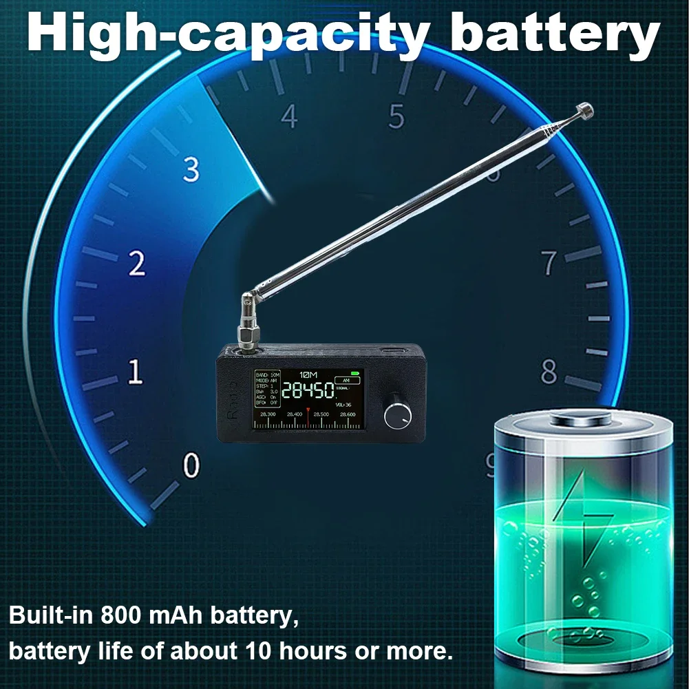 SI4732 0.5-108mhz Pocket Mini Radio LSB USB AM FM FM/AM Radio 1.9inch IPS Screen HF SW MW VHF Radio with Telescopic Antenna