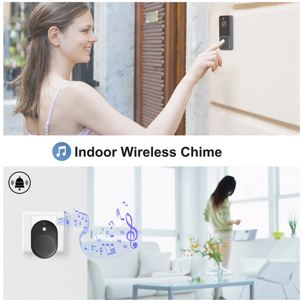 EKEN Video Doorbell Camera Wireless with Chime Ringer, Smart AI Human  Detection, 2.4G WiFi, 2-Way Audio, HD Live Image, Night Vision, Cloud  Storage
