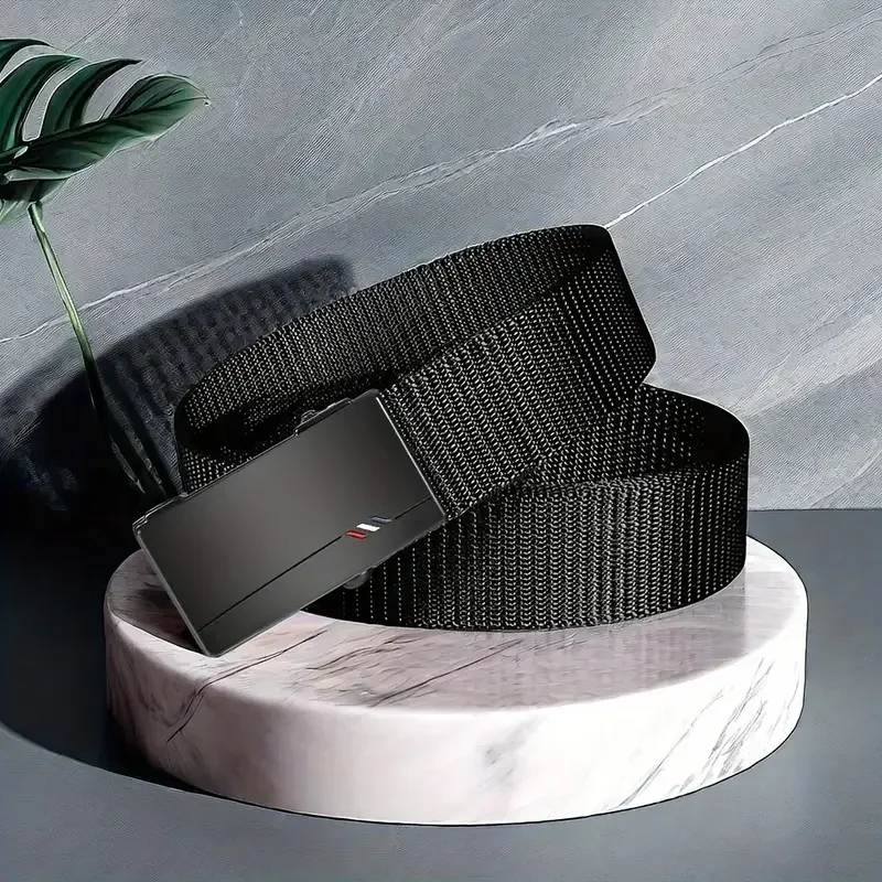 Cinturón de hombre con hebilla automática para deporte y ocio negro_voghion.com