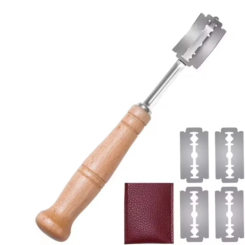 1PC-Coltello per pane con manico in legno curvo, coltello creativo in acciaio inossidabile per modellare il pane, coltello per dividere l'impasto