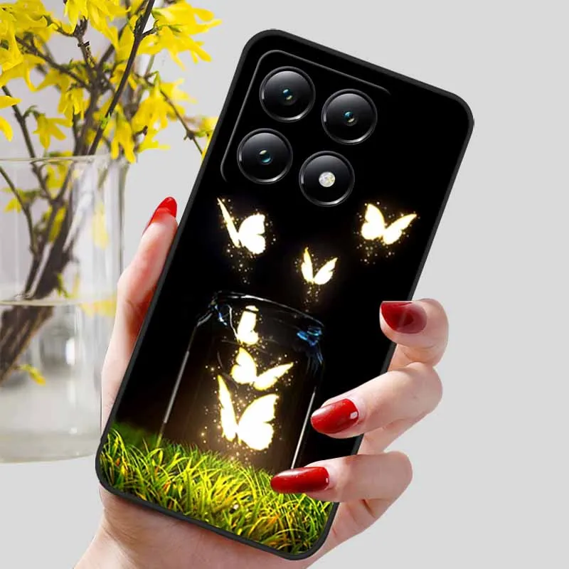 Floral Print Soft TPU Silicone Phone Cover with Black Bumpers