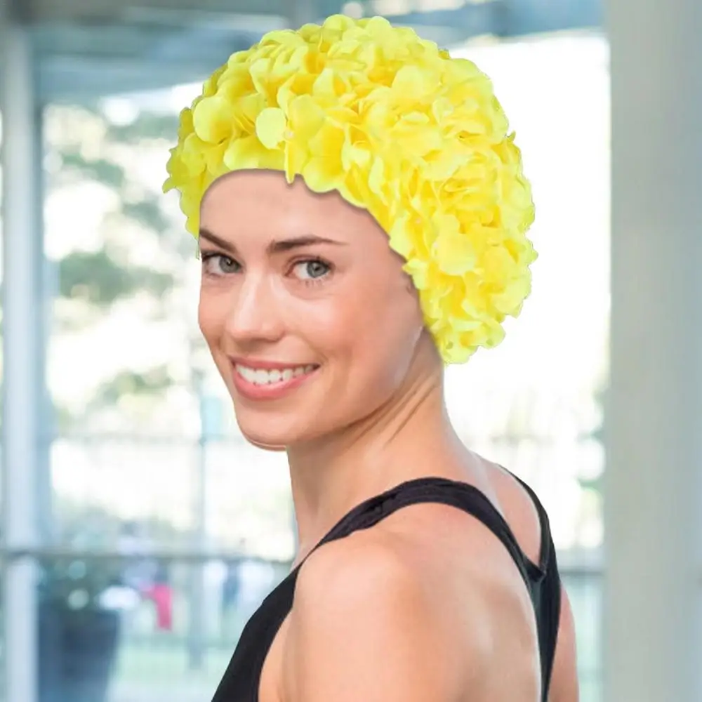 Description Picture 3 of itemFloral Woman Petal Retro Swimming Cap Summer Fashion Flower Beach Bathing Hat Swimming Pool Beach Vacation Caps