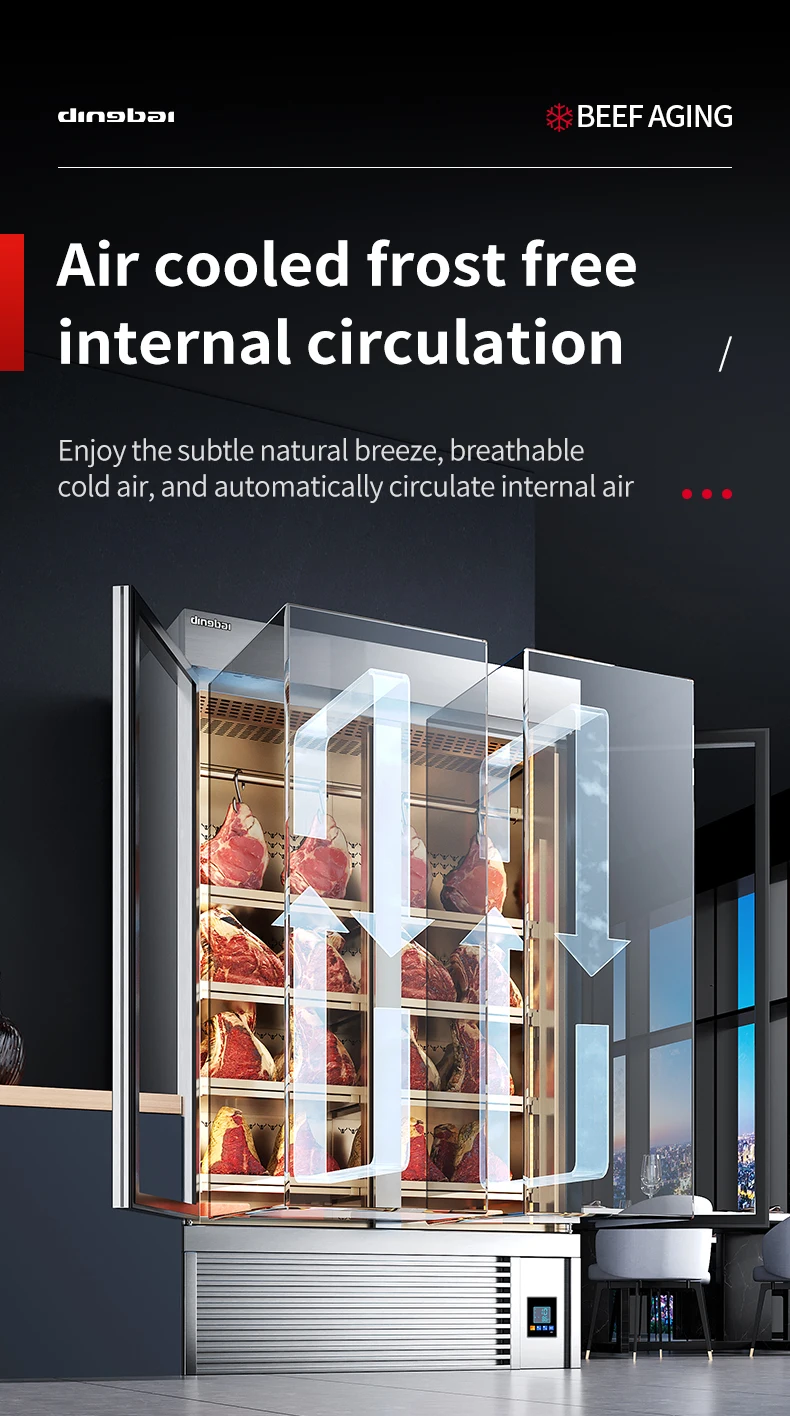 Grade Beef Aging Meat Preservation Cabinet Triple Doors Automatic Defrost Commercial Dry Aging Fridge for Steak Restaurant