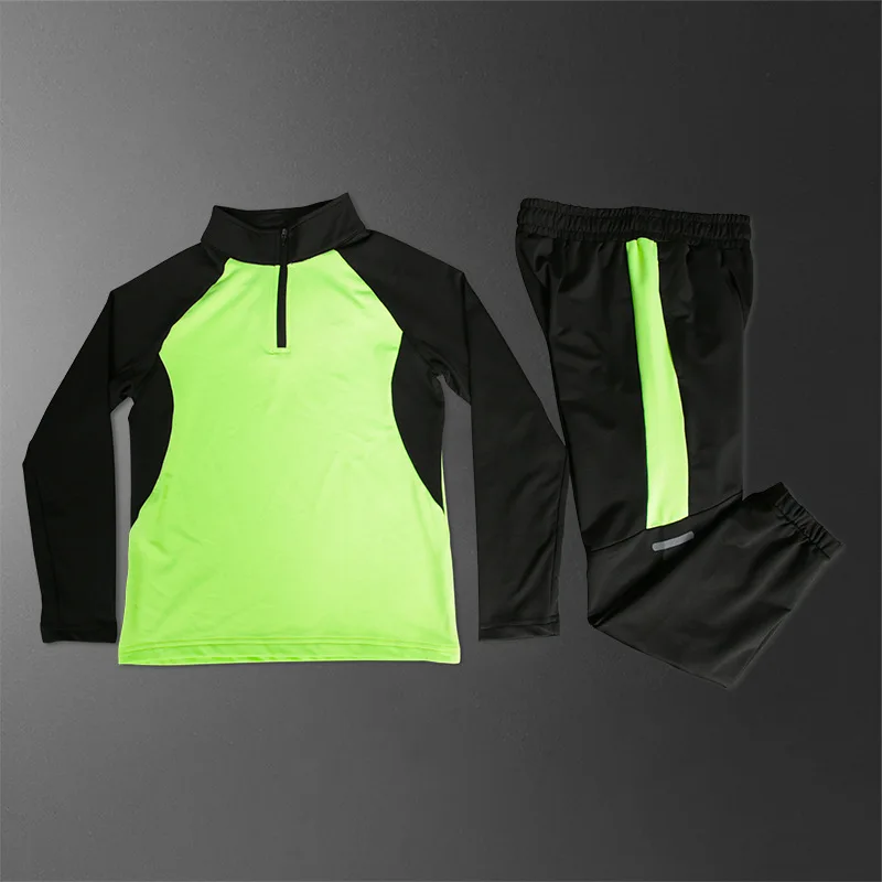Fitness Clothes Children Spring Stand Up Collar Quick Drying Set Basketball Training Sports T-shirt Long Sleeved Running Outdoor