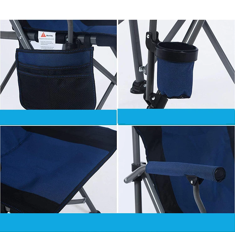 Outdoor large fishing chair with cup holder side bag leisure portable camping backrest armrests aluminum folding camping chair