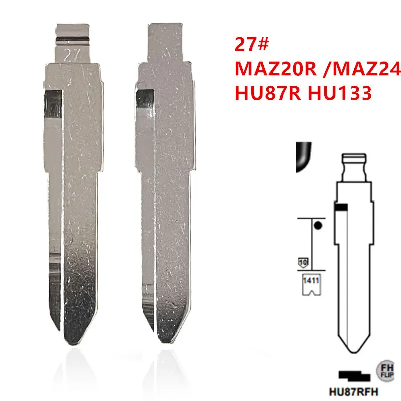 10pcs 27# MAZ20R Uncut Flip Metal Key Blade MAZ24 HU87R HU133 for Mazda ...