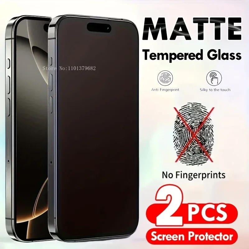 2 Packungen matte Displayschutzfolie aus gehärtetem Glas für iPhone 16 11 12 13 Pro Mini 14 15 16 Plus Pro Max X XR XS Max Schutzglas