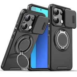 Custodia Rugged Armor con Anello Magnetico e Copertura Scorrevole per Fotocamera
