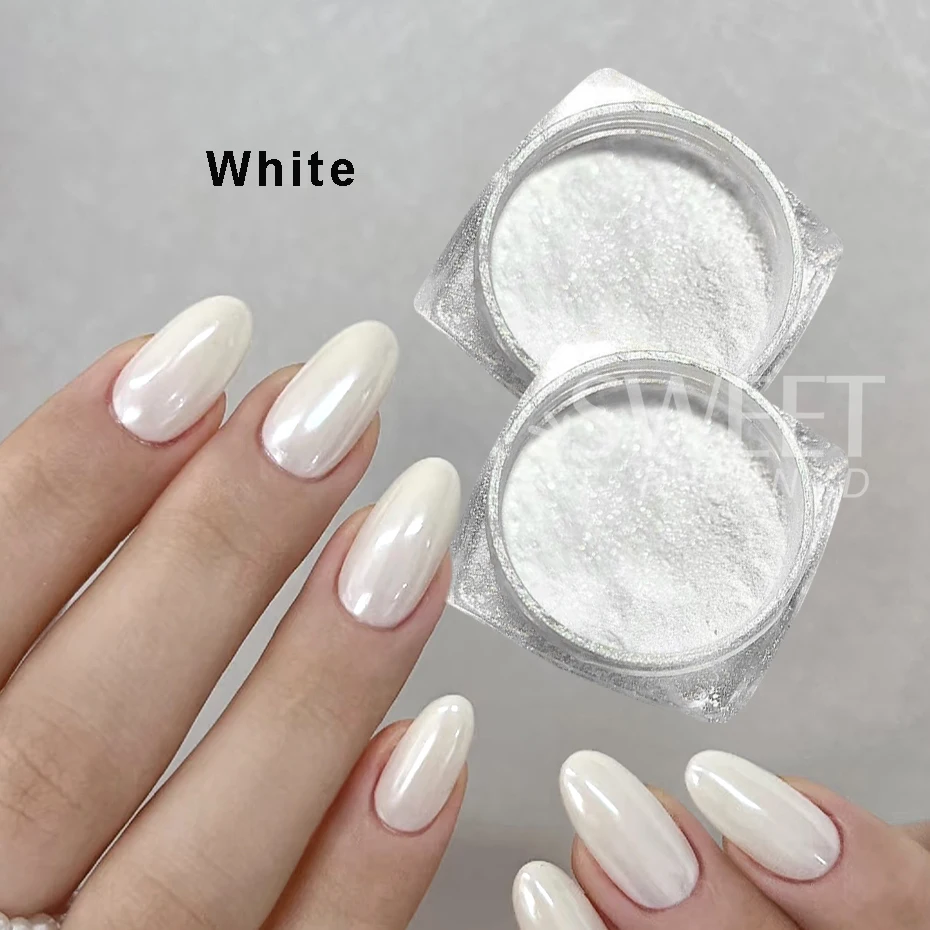 2pcs Moonlight Blue Aurora Chrome Nails Powder Glitter Rubbing on Powder Mirror Pigment Nail Art Supplies Manicure Decoration