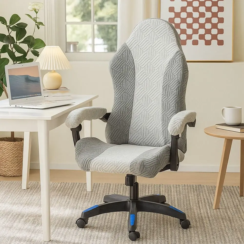 3D Jacquard Esports Chair Covers Color Block Washable Gaming Chair Covers Dust-Proof Elastic Office Chair Covers Computer Desk