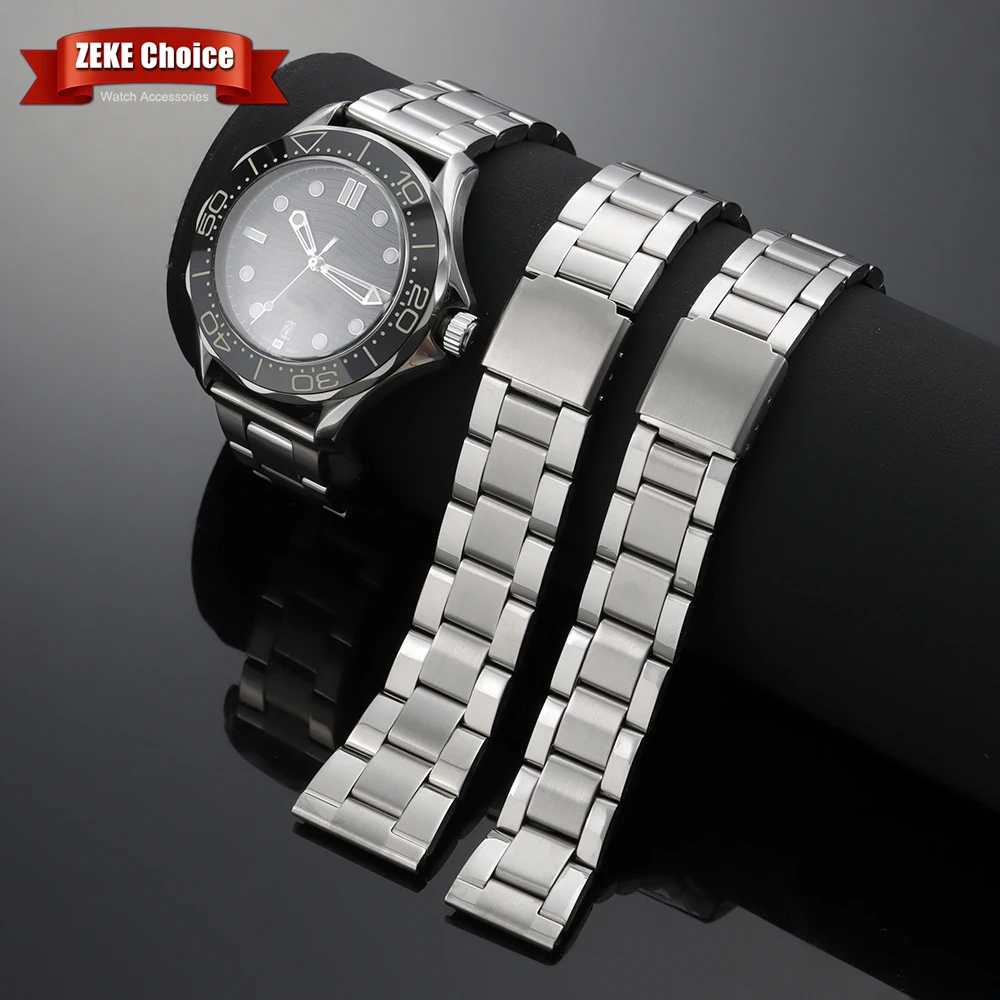 Elegant Silver Stainless Steel Watch Band with Metal Folding Buckle