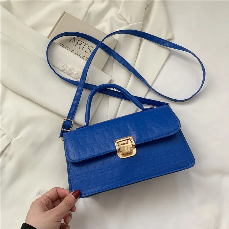 Fashion Stone Pattern Lock Buckle Crossbody Small Square Bag