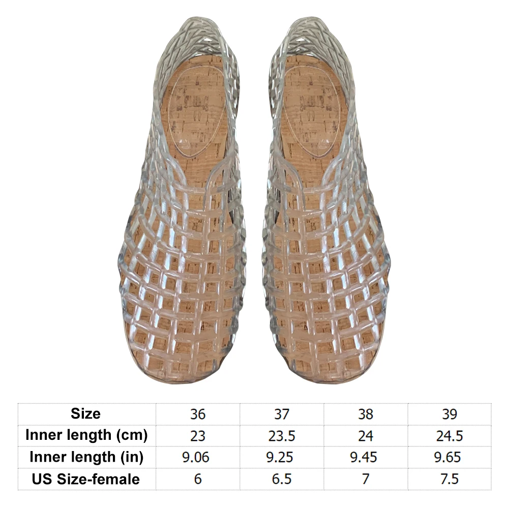 Women Flats Shoes Jelly Mesh Square Toe Hollow Out Lightweight Beach Breathable Summer