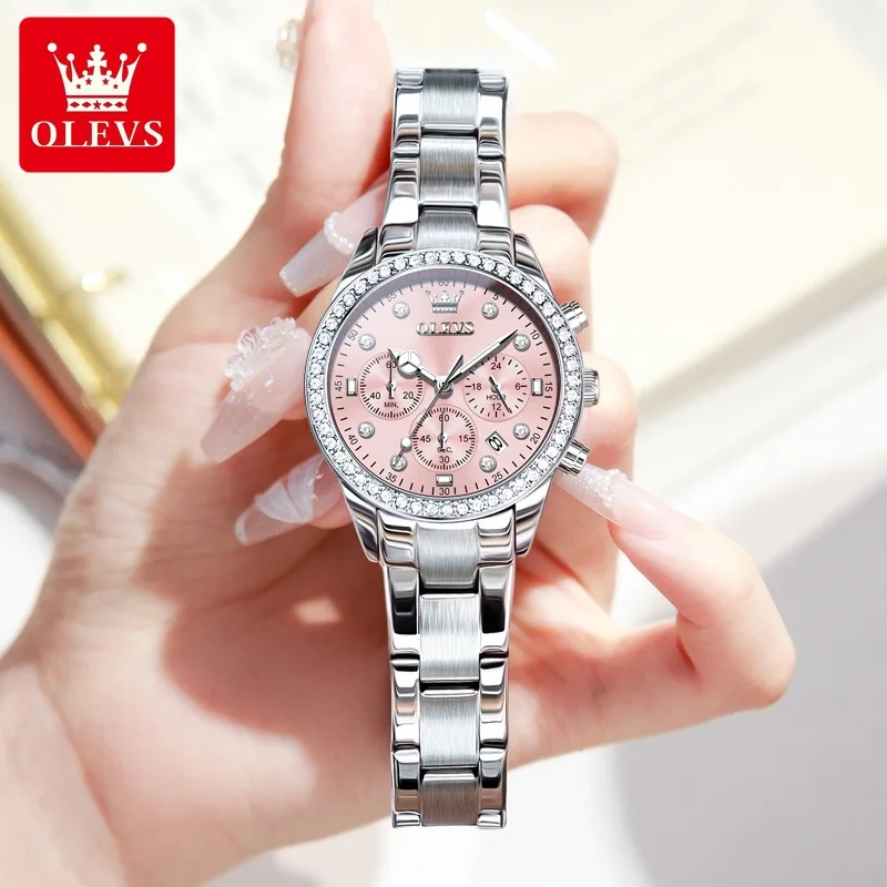 Olevs 9909 Orologio Al Quarzo Per Donna Orologio Da Polso Multifunzionale Elegante Di Lusso Cronografo Impermeabile Orologio Da Donna Di Alta Qualità 
