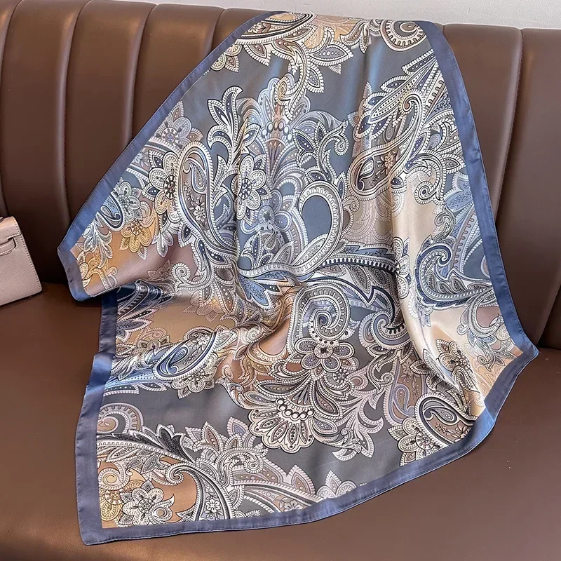 Silk Scarf Women Luxury Floral Print Kerchief Soft Satin Hairband Hands Bag Ribbon Foulard Hijab Neckerchief Headband