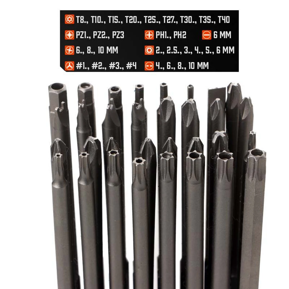 Juego De 11 Puntas De Destornillador Torx Extralargas De 100 Mm (T6-T40) Con Vástago Hexagonal