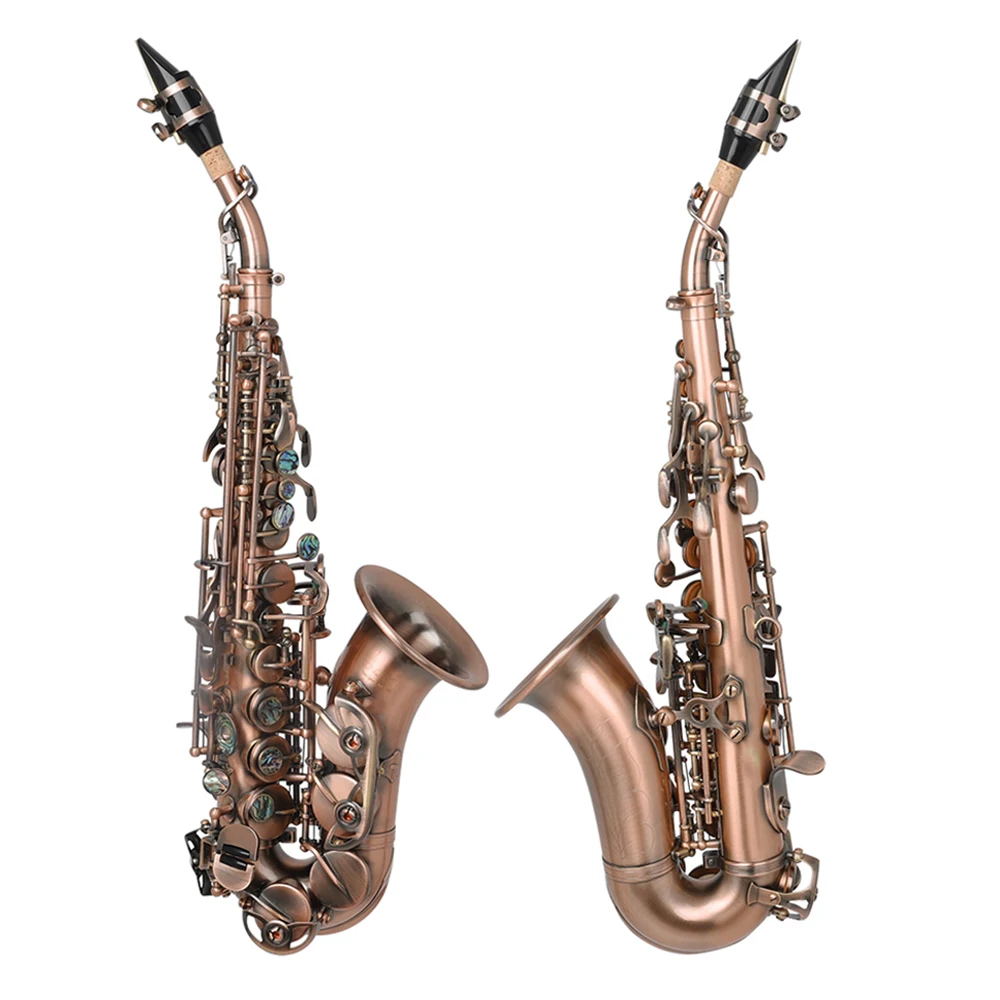 Description Picture 6 of itemSoprano Saxophone Bb Brass Red Antique Silver Plated Gold Lacquer Professional Soprano Sax Woodwind Instrument Case Accessories