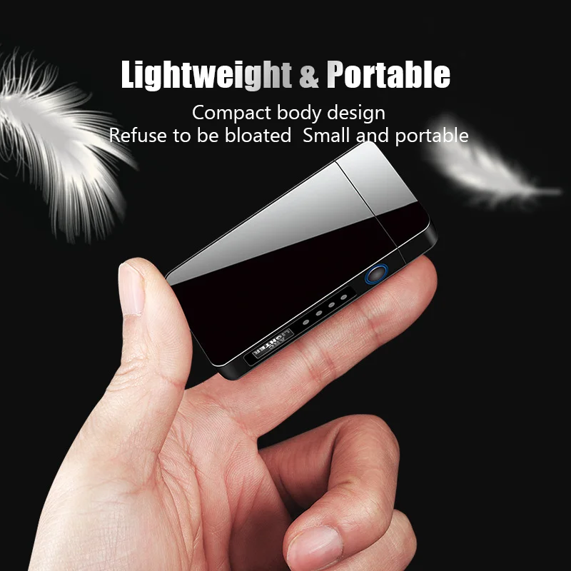 Cigarette Lighter Windproof Lighters Dual Arc Micro Rechargeable Touch Sensitive LED Power Display