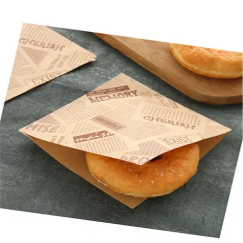 

50Pc Baking Package Donut Bakery Food Packing Kraft Bag Oilproof Fries Bread Sandwich Paper Bag Wedding Party Sweet Wrapping Bag