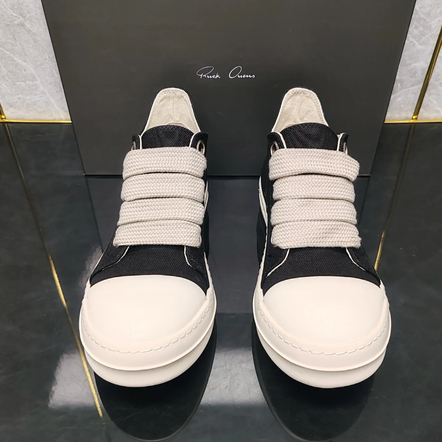 Rick shoes sneakers women's flat shoes low black 2024 new sneakers men's thick lace casual Joker student couple 2