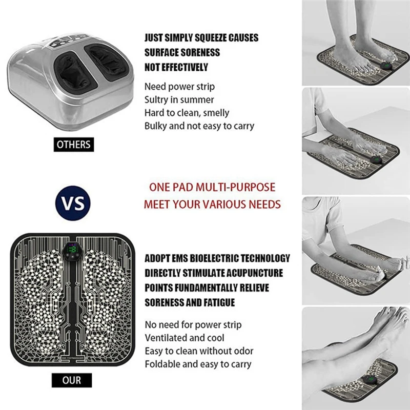 EMS Foot Massager Electric Feet Acupuncture Mat For Plantar Fasciitis Relief Neuropathy Pain Relief Instrument Durable B