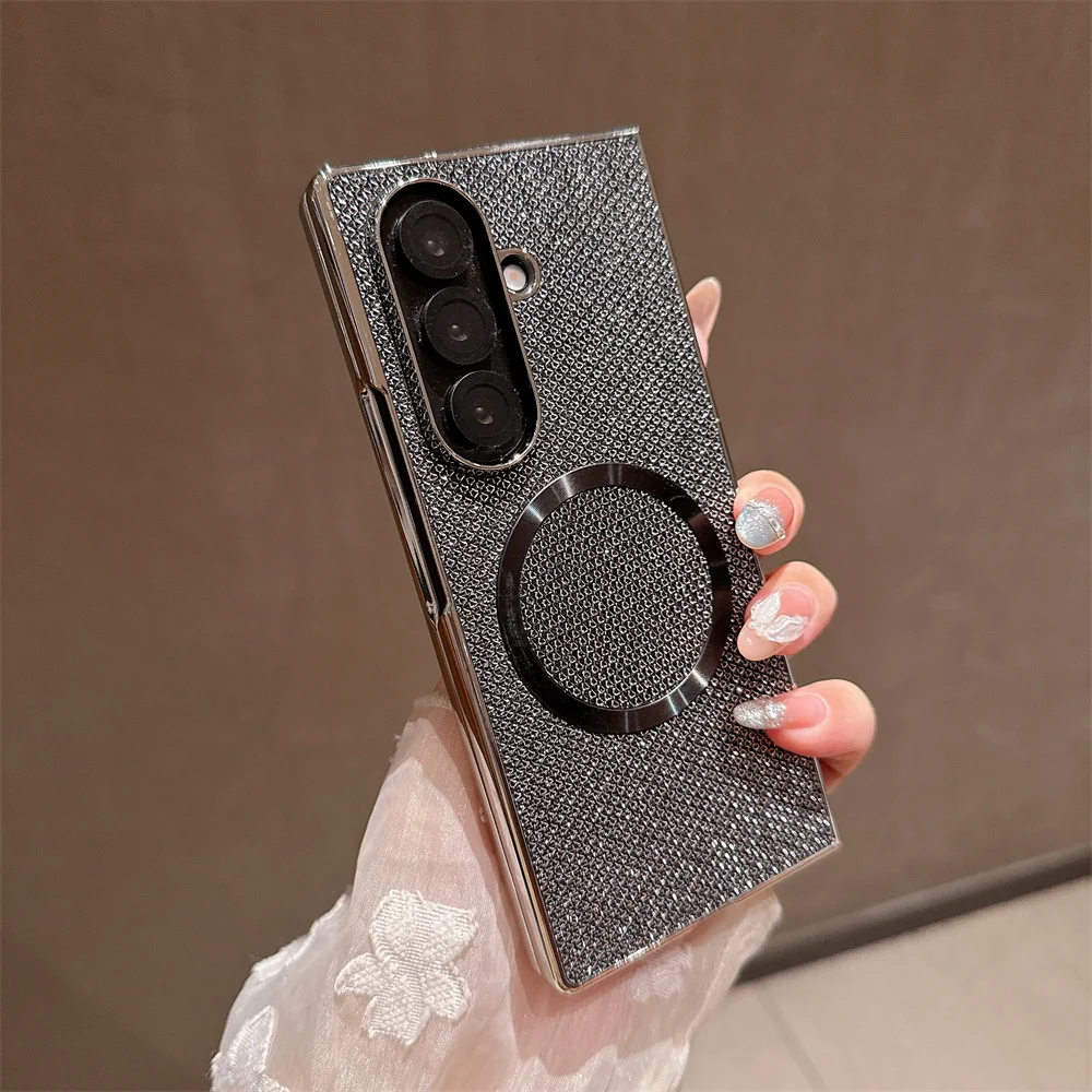 Luxury Magnetic Mini Diamond Glitter Phone Case with Magsafe-Compatible Wireless Charging Plating Cover