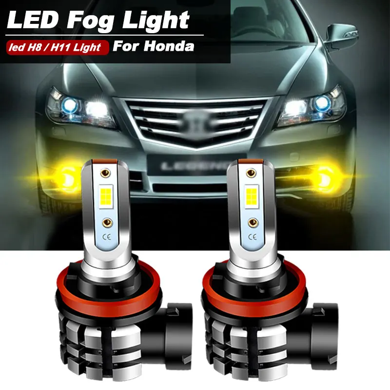 

2pcs LED Fog Light H8 H11 4800LM 6000K White Yellow For Honda Legend 2006 2007 2008 2009 2010 2011 2012 2013