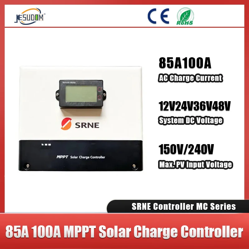 MPPT 태양 전지 충전기 컨트롤러, 자동 최대 입력 전압, LCD 디스플레이 RS485, 100A, 85A, 12V, 24V, 36V, 48V, 150V-250V