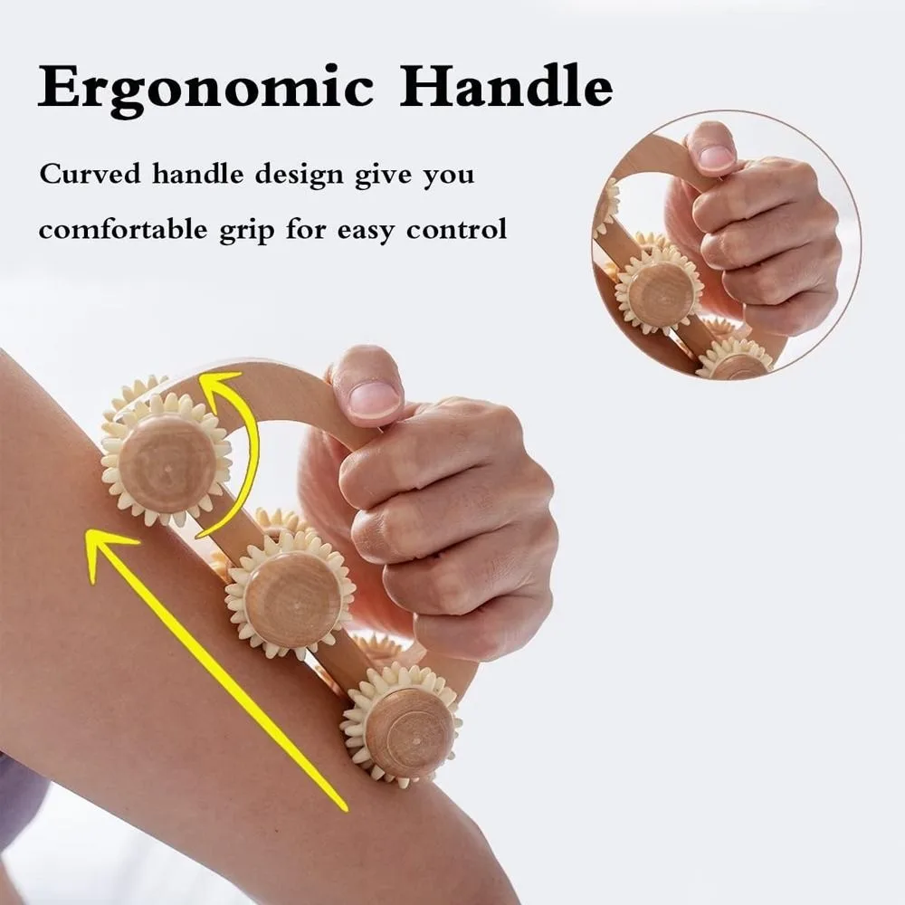 Deep Tissue Wooden Massage Roller Lymphatic Drainage Anti Cellulite Wood Back Massage Roller Handheld Body Shaping