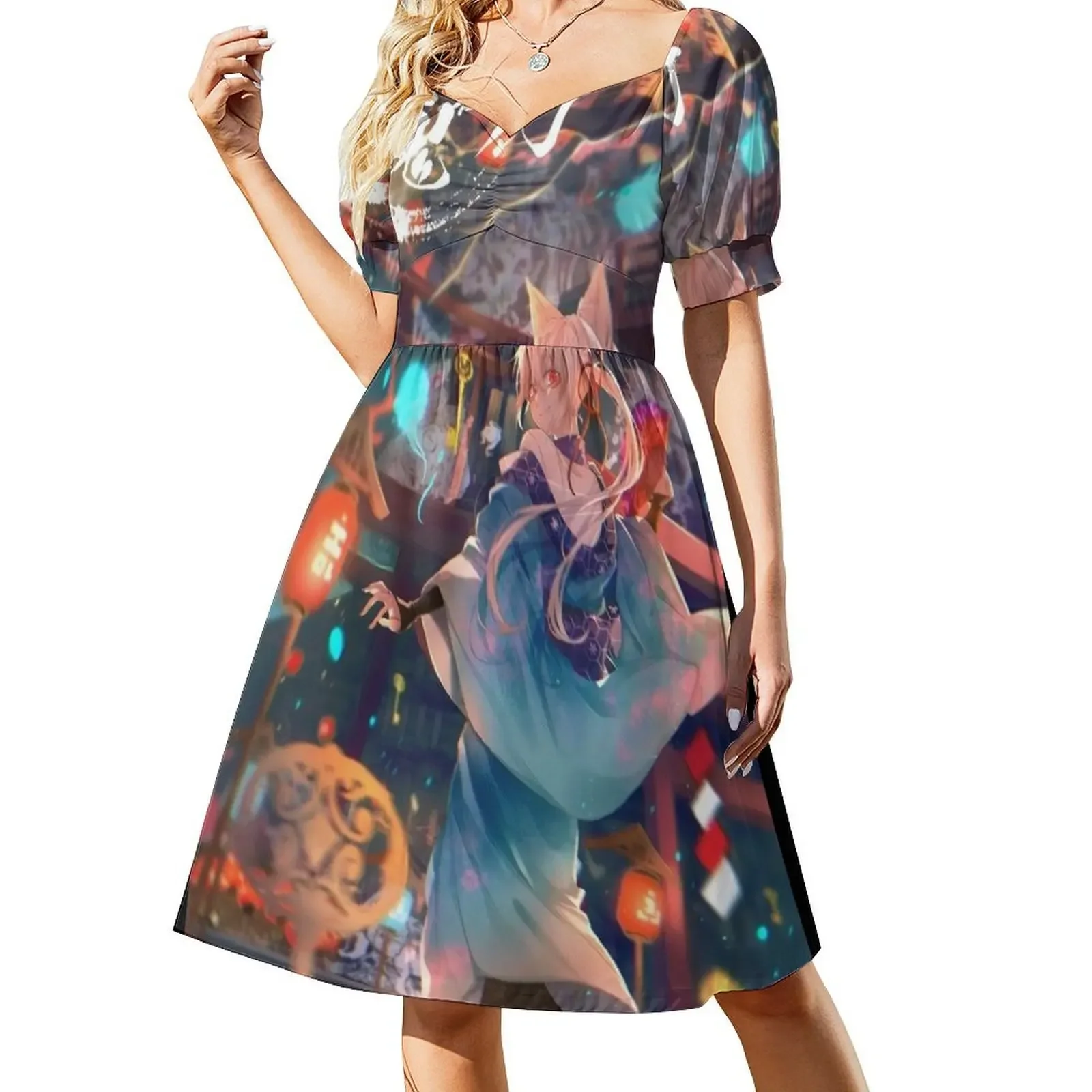 thumbnail image 1 of Vestido sin mangas de chica kitsune para festival de verano, vestido de fiesta de lujo para mujer, vestidos de fiesta de noche, vestido de verano para mujer, 1 of 7
