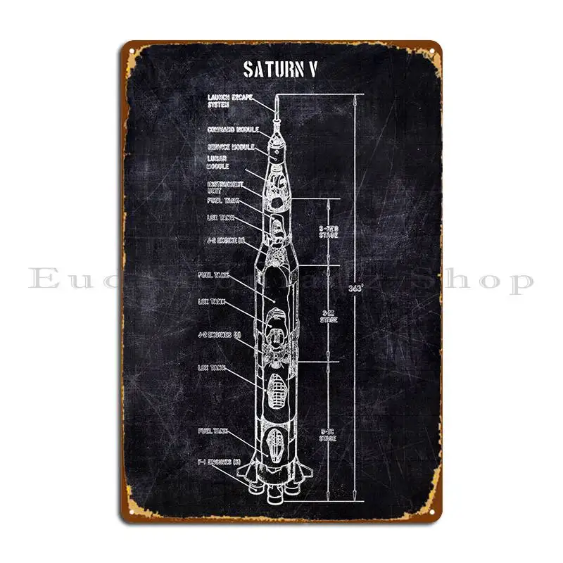 Saturn V Metal Platform Poster Arrugginito Club Design Design Classic Tin Sign Poster